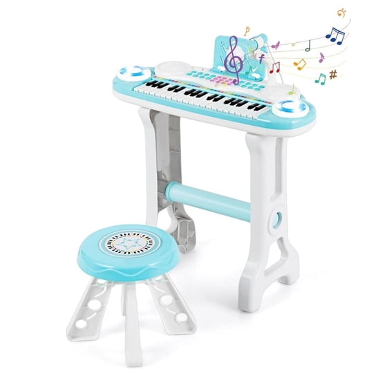 Wielofunkcyjne Zabawkowe Pianino Dla Dzieci Z 37 Klawiszami 47 X 20 X 60 cm COSTWAY