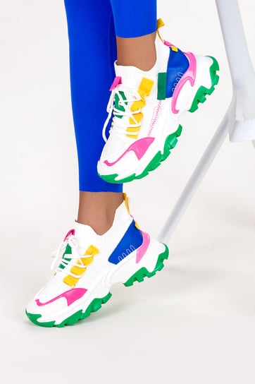 Wielokolorowe sneakersy na platformie damskie buty sportowe sznurowane Casu BL322P-G-40 Casu