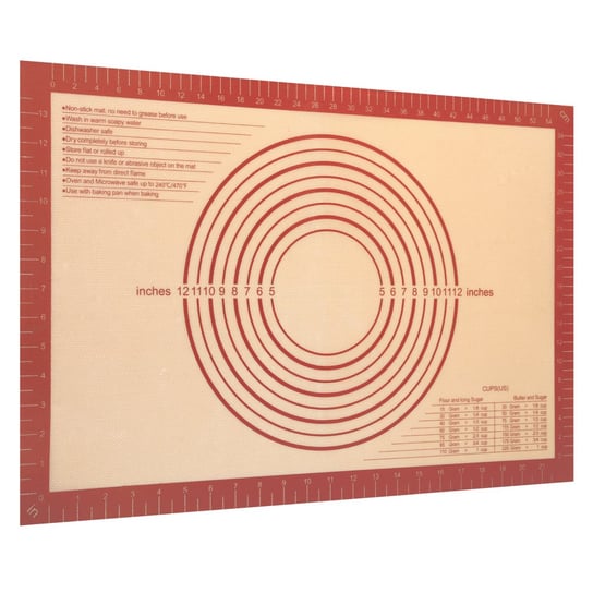 Wielokrotnego użytku silikonowa mata do pieczenia w kolorze czerwono-brązowym o wymiarach 40 x 60 cm - mata do pieczenia mata do wałkowania ciasta Intirilife