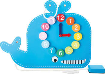 Wieloryb, zegar dla dzieci do nauki czasu, Small Foot Design Small Foot Design