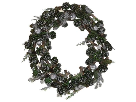 Wieniec świąteczny ⌀ 50 cm zielono-srebrny FILPUS Beliani