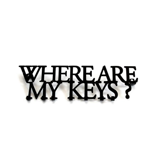 Wieszak na klucze DECOLICIOUS Where Are My Keys, czarny, 30x9 cm Decolicious