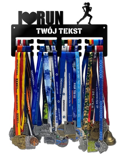 Wieszak na medale I LOVE RUN twoje imię dowolny tekst 212.1 HOME DRUK