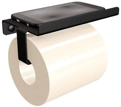 Wieszak na papier toaletowy z półką ANDEX, czarny, 7,2x15,4x10 cm ANDEX