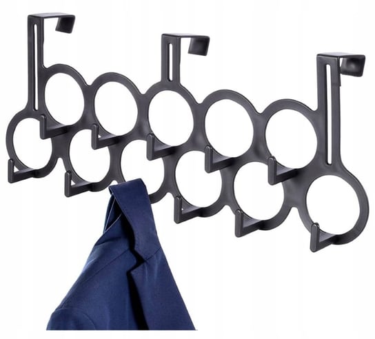 Wieszak na ubrania na drzwi plastikowy czarny 11 haczyków 48 cm Koopman