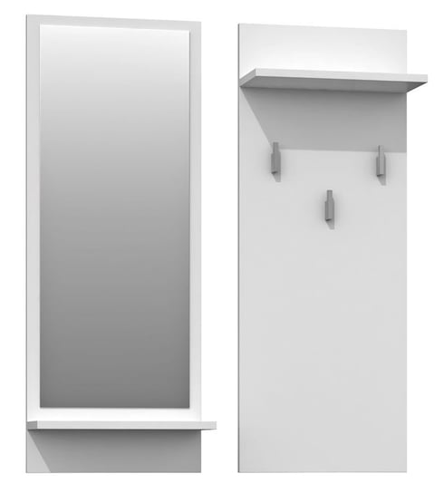 Wieszak z lustrem ELIOR Donel, biały mat, 90x35x16 cm, 2 elementy Elior