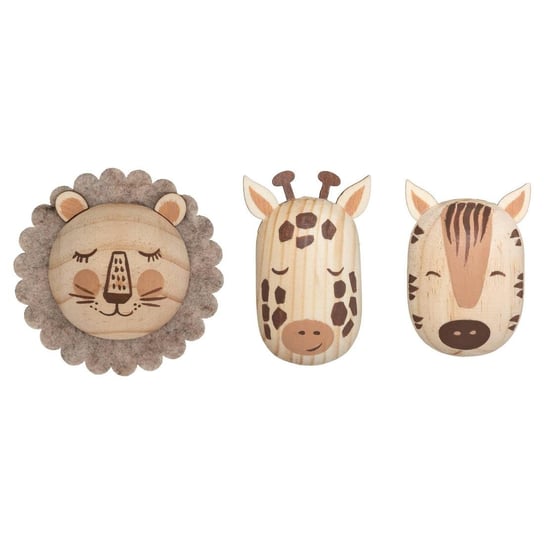 Wieszaki dla dzieci w kształcie zwierząt, 3 sztuki, drewno Atmosphera for kids