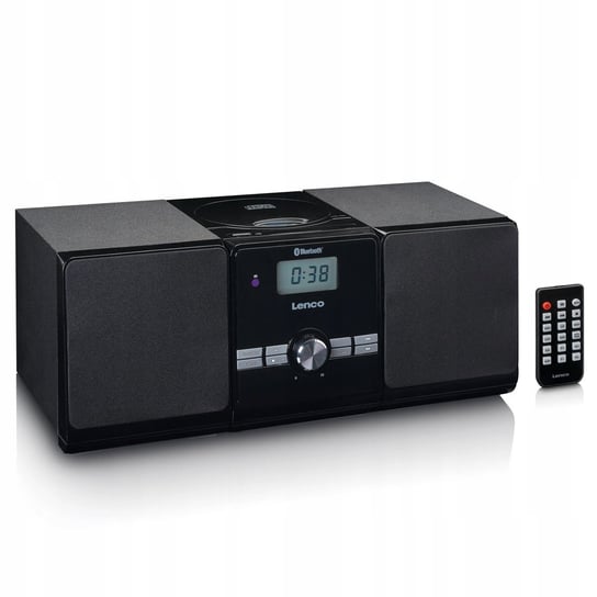 WIEŻA STEREO RADIO CD BLUETOOTH USB LCD AUX PILOT LCD DREWNIANE KOLUMNY 10W Lenco