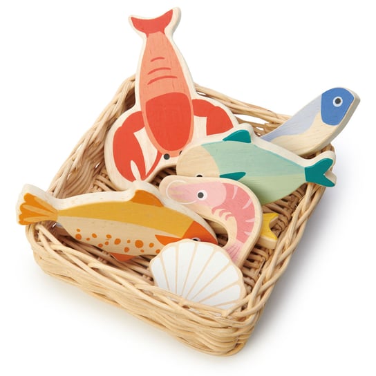 Wiklinowy koszyk z rybami i owocami morza, Tender Leaf Toys Tender Leaf Toys