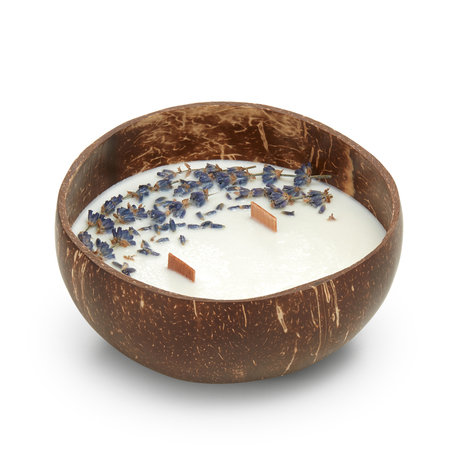 Wild Lavender COCONUT - naturalna świeca rzepakowa w kokosie, drewniany knot, bez ftalanów 300ml NihilNovi Studio