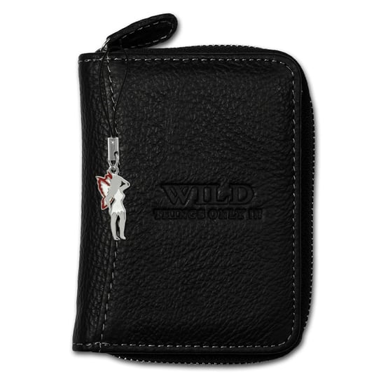 Wild Things Only mini portfel ze skóry czarny ochrona RFID 8x2x11cm OPJ111S Wild Things Only