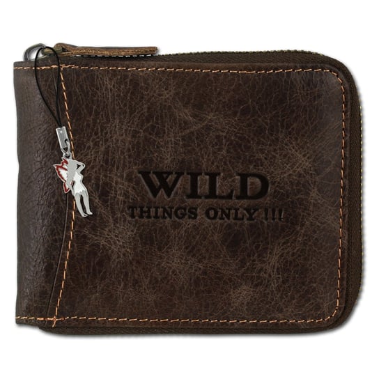 Wild Things Only oryginalny skórzany portfel damski męski brązowy ochrona RFID OPJ112N Wild Things Only