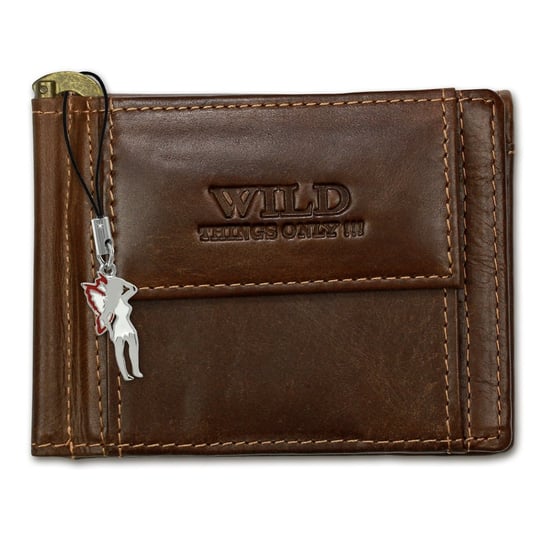 Wild Things Only skórzany portfel portmonetka brązowy ochrona RFID 11x2.5x8 OPJ121N Wild Things Only
