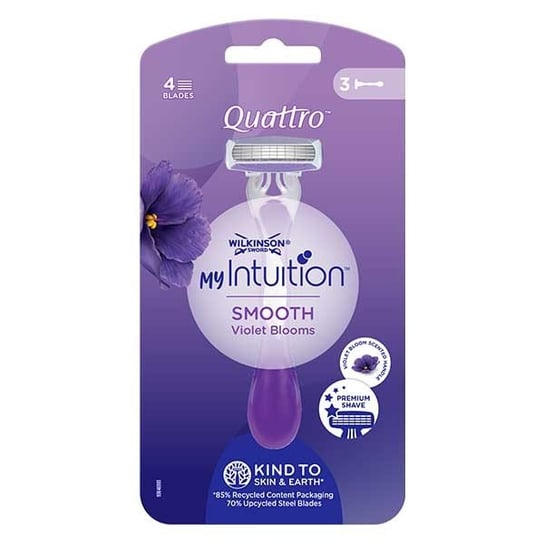 Wilkinson, My Intuition Quattro Smooth Violet Bloom, Jednorazowe maszynki do golenia dla kobiet, 3 szt. Wilkinson
