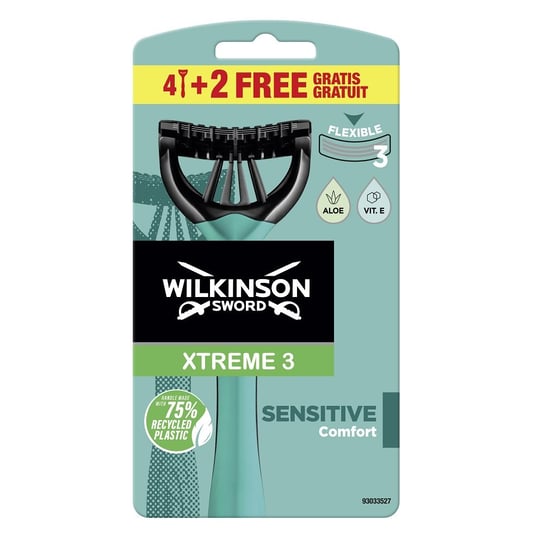 Wilkinson Sword, Xtreme 3, maszynki jednorazowe do golenia Sensitive, 6 szt. Wilkinson Sword