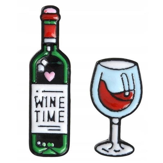 Wine time - przypinki kieliszek i wino Pinets