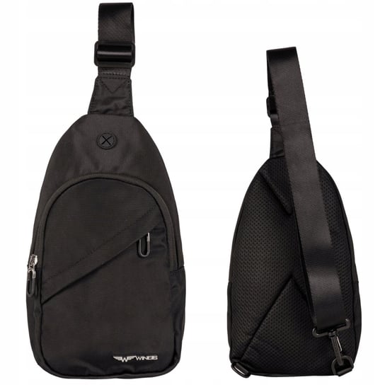 WINGS Nerka CROSSBODY plecak z JEDNĄ SZELKĄ sling bag CZARNY pojemny Wings