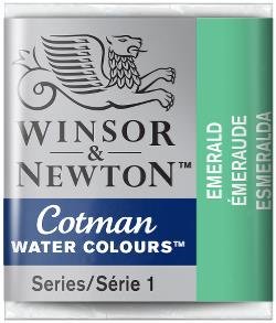Winsor&Newton, farba akwarelowa Cotman półkostka, Emerald Winsor & Newton