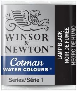 Winsor&Newton, farba akwarelowa Cotman półkostka, Lamp Black Winsor & Newton