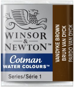 Winsor&Newton, farba akwarelowa Cotman półkostka, Vandyke Brown Winsor & Newton