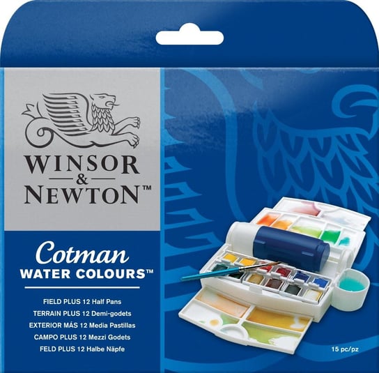 Winsor & Newton, Zestaw farb akwarelowych Cotman Field Plus w kostkach, 12 kolorów Winsor & Newton