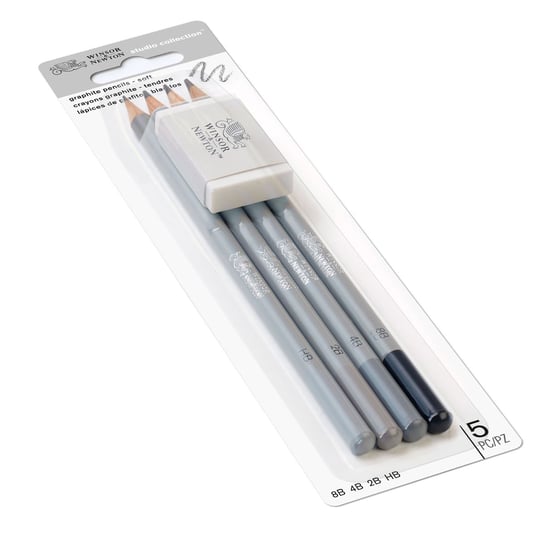 Winsor & Newton zestaw ołówków grafitowych - 4 ołówki z gumką na blistrze Winsor & Newton