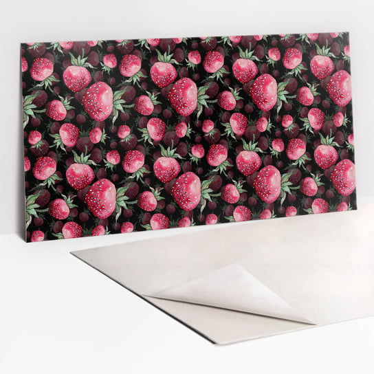 Winylowy Panel Sampoprzylepny 100x50 cm - Rysunkowe truskawki Tulup