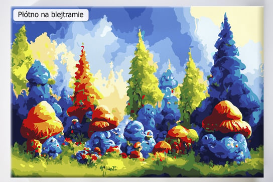 Wioska jak z bajki Malowanie po numerach panorama bajka drzewa kolorowy Akrylowo