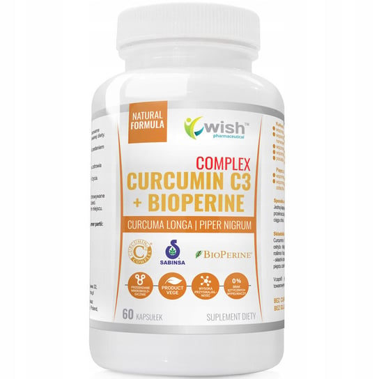 WISH Curcumin C3+Bioperine Complex Suplementy diety, 60 kaps. Wish