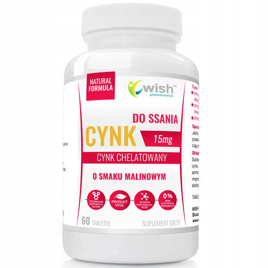 Wish Cynk Do Ssania 15Mg Suplement diety, 60Tabs Raspberry Wish