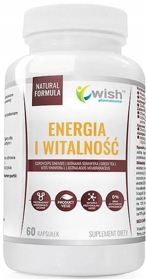 Wish, Energia Witalność, Ashwaganda Stres Pamięć, 60 kaps. Suplement diety Wish Pharmaceutical