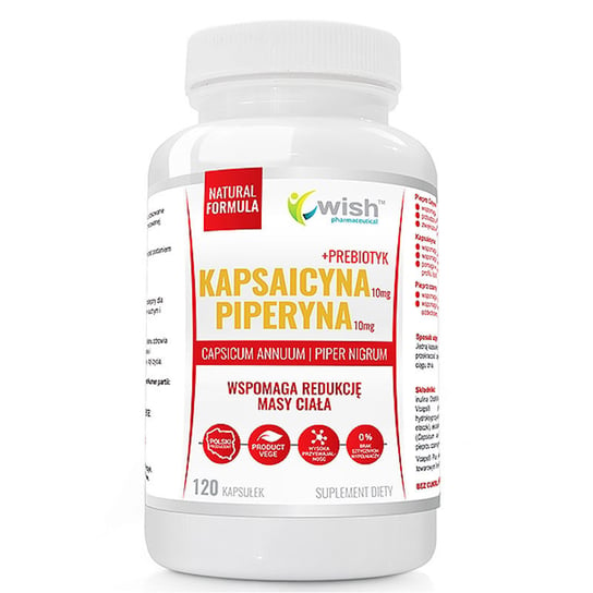 Wish Kapsaicyna 10Mg+Piperyna 10Mg Suplement diety, 120 kaps. Wish