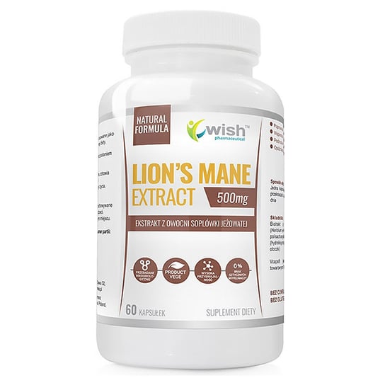 Wish Lion'S Mane Extract 500Mg Suplementy diety, 60 kaps. Wish