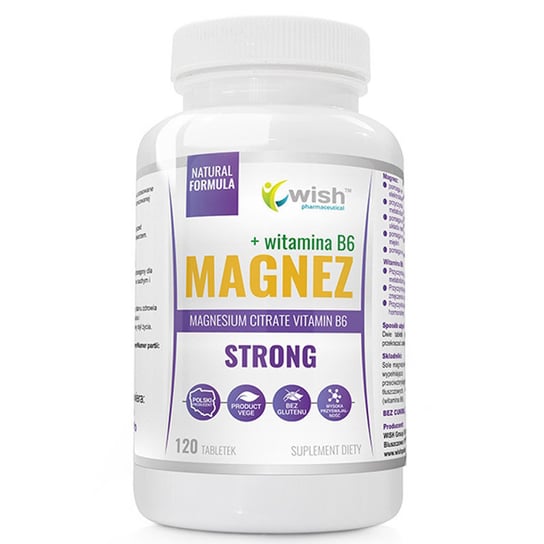 Wish Magnez Strong+Witamina B6 Suplement diety, 120 tab. Wish