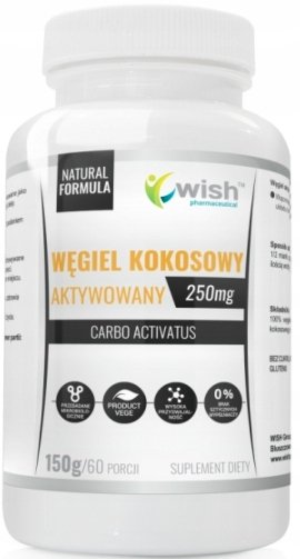Wish, Vege, Węgiel aktywny kokosowy, 150 g Wish Pharmaceutical