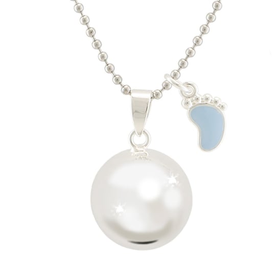 Wisiorek Bola, biżuteria dla kobiet w ciąży, z niebieską stópka Coralico