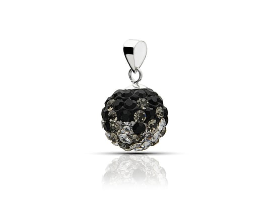 Wisiorek srebrny kulka z czarno-białymi kryształkami PERLEI