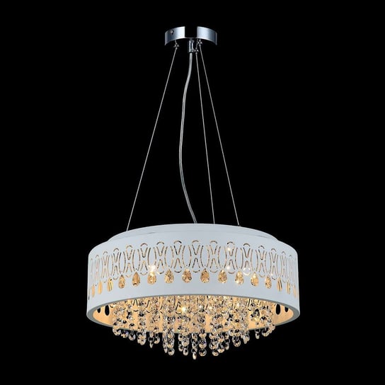 Wisząca LAMPA glamour DORIS MDM-2582/4W Italux ażurowa OPRAWA metalowa zwis z kryształkami crystal biały ITALUX