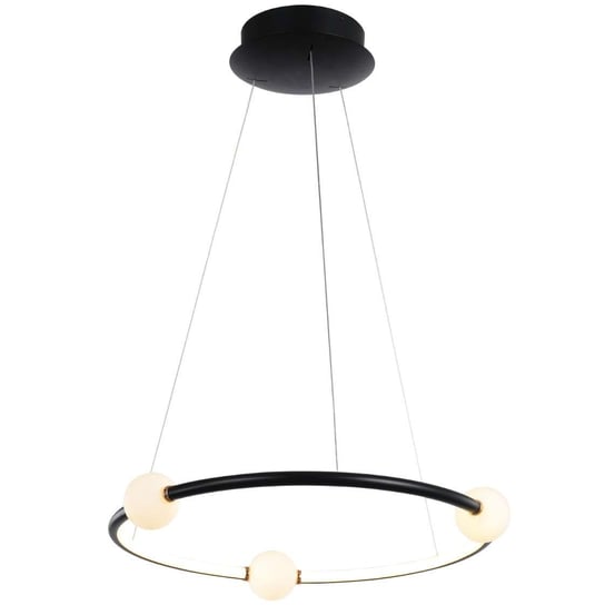 Wisząca LAMPA loft LOZANNA PND-20112035-1A-BL Italux metalowa OPRAWA okrągła LED 36W 3000K zwis pierścień ring kule balls czarne ITALUX