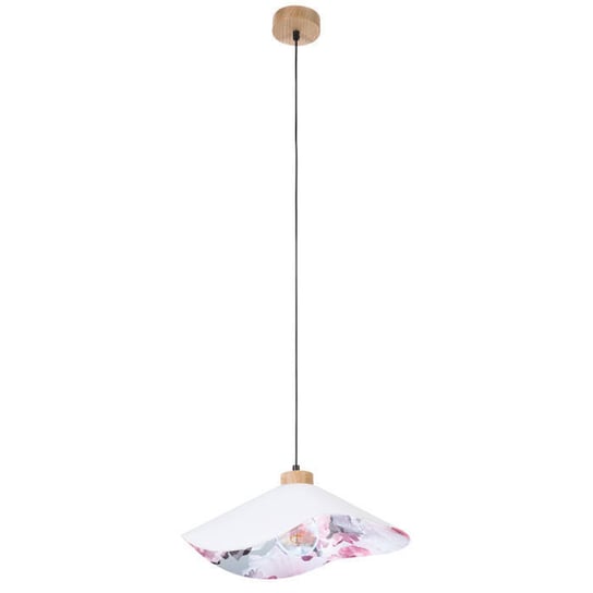 Wisząca LAMPA materiałowa HATTU FLORAL 1614719174 Britop kopułowa OPRAWA vintage ZWIS motyw kwiatowy szary multikolor Britop