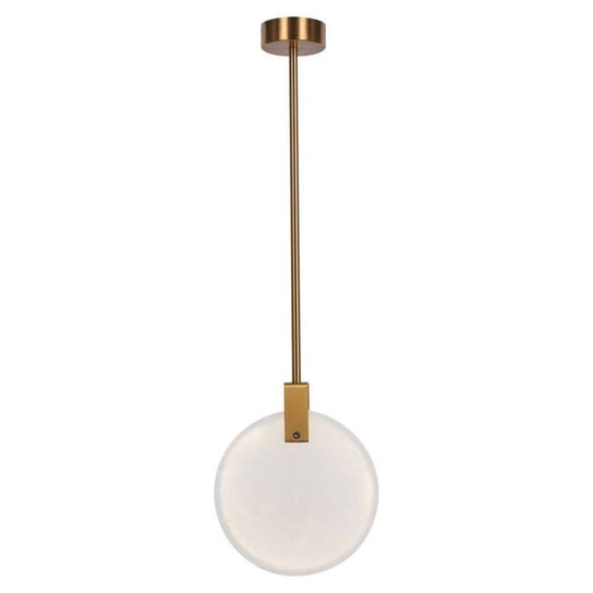 Wisząca LAMPA modernistyczna KKST-8950-30 okrągła OPRAWA metalowa LED 12W 3500K ZWIS pręt szczotkowany mosiądz biały Step Into Design