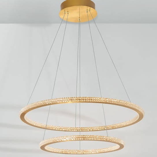 Wisząca LAMPA modernistyczna MONTE LE41691 Luces Exclusivas okrąga OPRAWA metalowy ZWIS glamour LED 56W 2926K pierścień ring Luces Exclusivas
