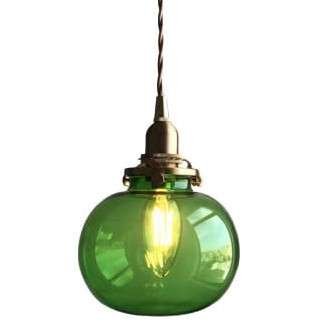Wisząca LAMPA retro CGPUMPGREEN COPEL okrągła OPRAWA szklany ZWIS industrialny zielony mosiężny COPEL