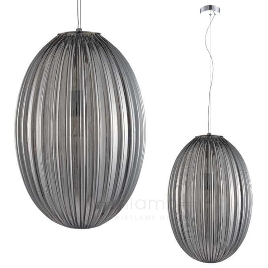 Wisząca LAMPA skandynawska PARLO PND-8112-1A-SG Italux plisowana OPRAWA szklany zwis chrom szary przydymiony ITALUX