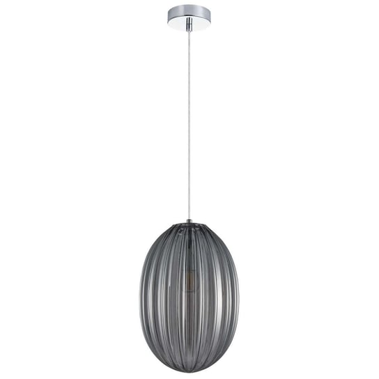 Wisząca LAMPA skandynawska PARLO PND-8112-1B-SG Italux plisowana OPRAWA szklany zwis chrom szary przydymiony ITALUX