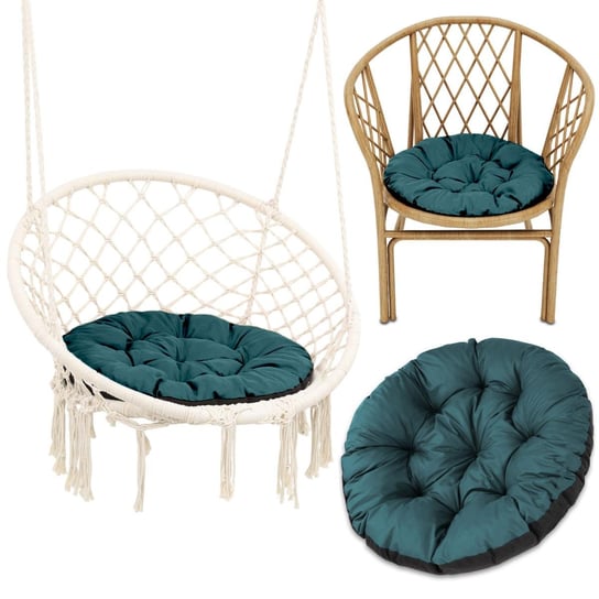 Wisząca poduszka na krzesło 60 cm poduszka na krzesło ogrodowe papasan poduszka na siedzenie krzesła grube poduszki do siedzenia do mebli rattanowych i krzesła ogrodowego okrągły zielony Amazinggirl