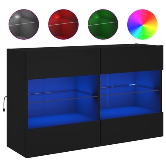 Wisząca szafka RTV LED RGB, czarna, drewnopochodna Inna marka