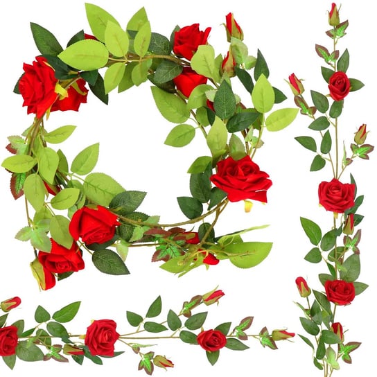 Wiszące sztuczne kwiaty, girlanda z różami 180 cm winorośl, dekoracja na ścianę Springos