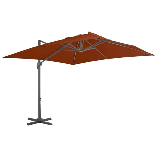 Wiszący parasol na słupku aluminiowym, terakotowy, 300x300 cm vidaXL