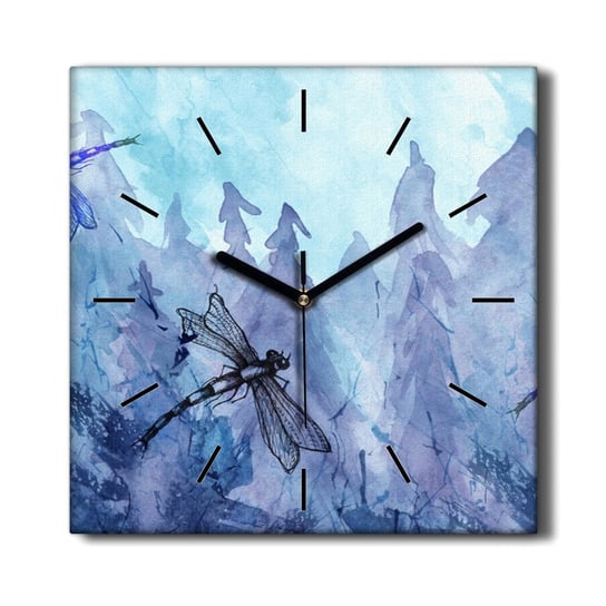 Wiszący zegar na płótnie Akwarela ważka las 30x30, Coloray Coloray